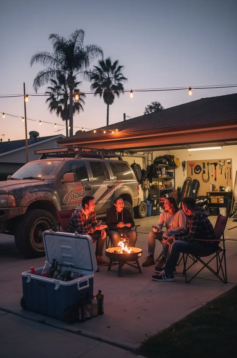 Experienced technician performing routine maintenance on an off-road vehicle inside a well-equipped Los Angeles garage.